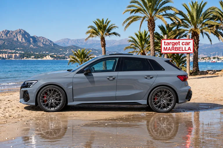 Audi RS 3, Inszenierte Außenaufnahme am Strand