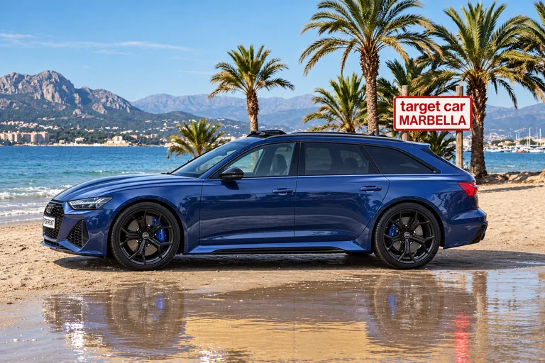 Audi RS 6 Avant, Inszenierte Außenaufnahme am Strand