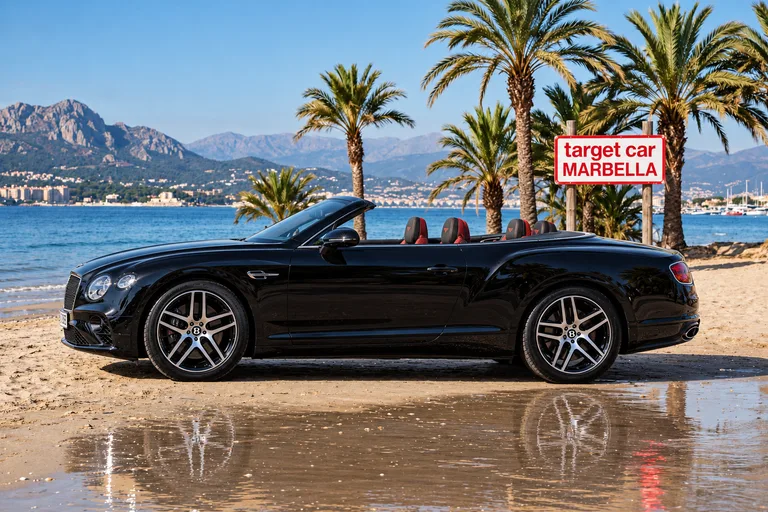 Bentley Continental GTC on the beach