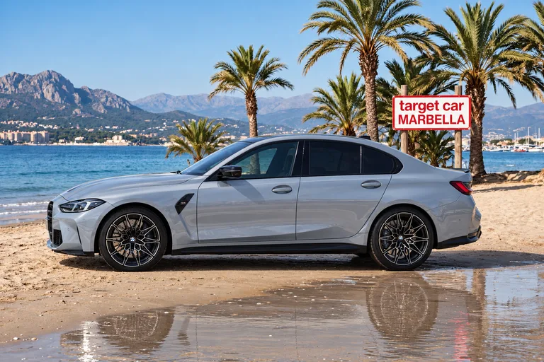 BMW M3 Competition on the beach