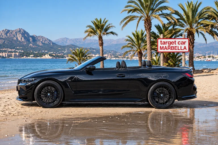 BMW M4 Competition Cabriolet, Inszenierte Außenaufnahme am Strand