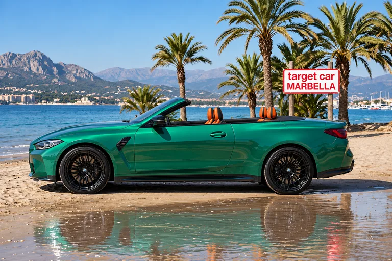 BMW M4 Competition Cabriolet, Exterior con fondo de playa recreado