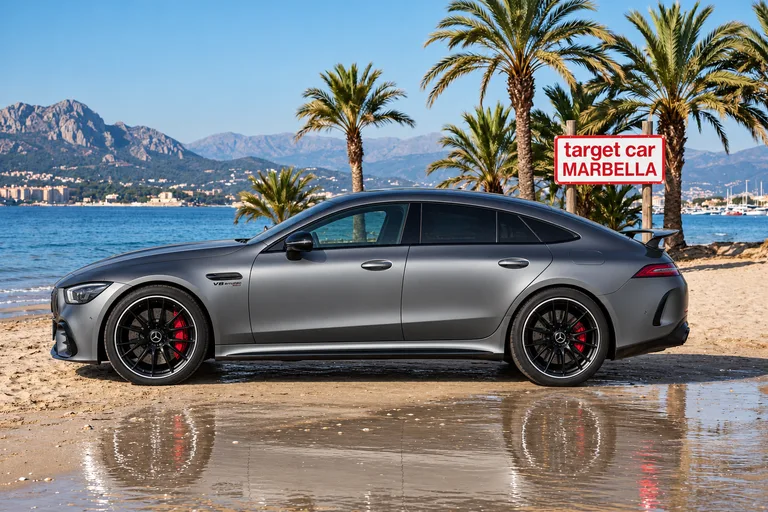 Mercedes-Benz AMG GT 4-Door, Inszenierte Außenaufnahme am Strand